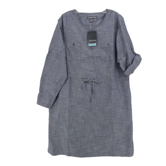 NWT EXOFFICIO Sol Cool Chambray Dress Indigo Blue UPF Wicking Size XL - Picture 1 of 11